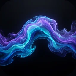 Let it Flow app icon, a swirl of blue and violet fluid on a dark background