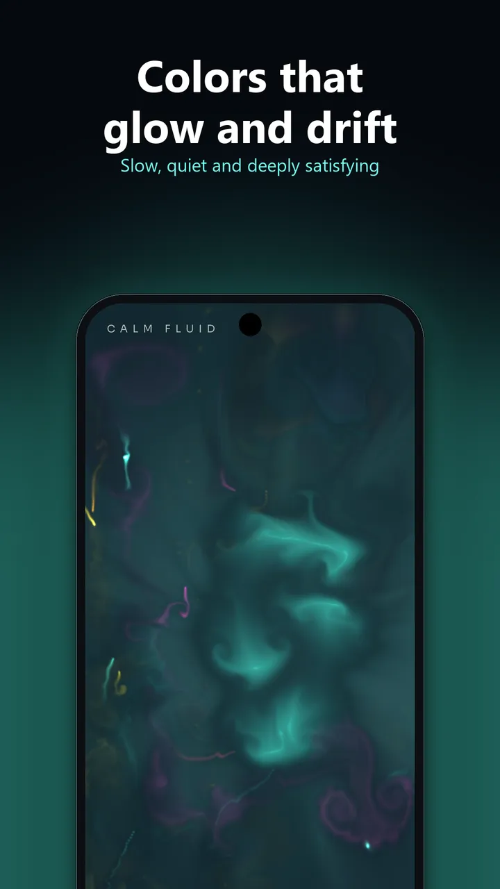 Let it Flow canvas with soft green and teal fluid drifting slowly in the dark